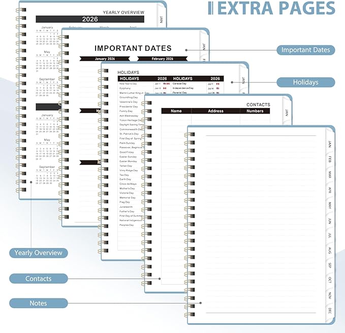 2026 Planner, Weekly and Monthly Calendar Academic Planner, Jan 2026 - Dec 2026, Planning Agenda Book for Desk Accessories and School Supplies - Letter Size(8.5'' x 11'')