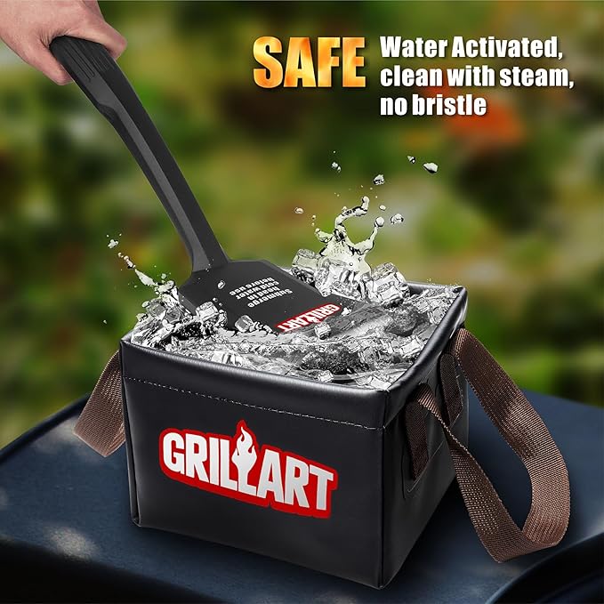 GRILLART Grill Brush Bristle Free, SteamWizards [Safe & Efficient] Grill Cleaner Brush for All Grill Grates, Replaceable Pad BBQ Grill Brush for Outdoor Grill, Grill Accessories, Gifts for Men/Dad