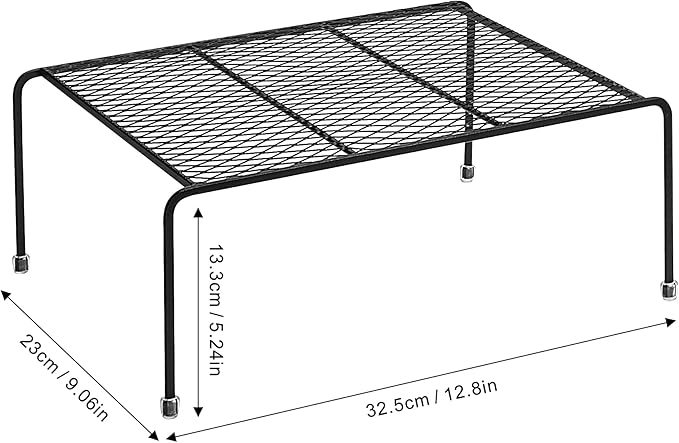 Lonian Kitchen Cupboard Organiser [ 2 Pack ], Home and Kitchen Storage Shelf Wire Rack for Kitchen Cabinets, Counter-Tops, Pantries, Food and Utensils (Black)
