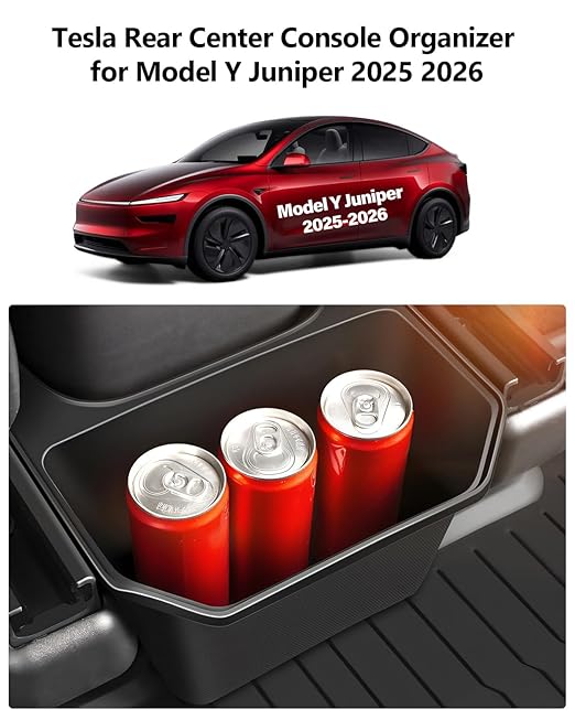cybtkcar for Tesla Trash Can Model Y Refreshed Juniper Accessories 2020-2026 Rear Center Console Organizer Car Trash Can with Lid Model Y Backseat Storage TPE Under Seat Garbage Can 2nd Row Bin
