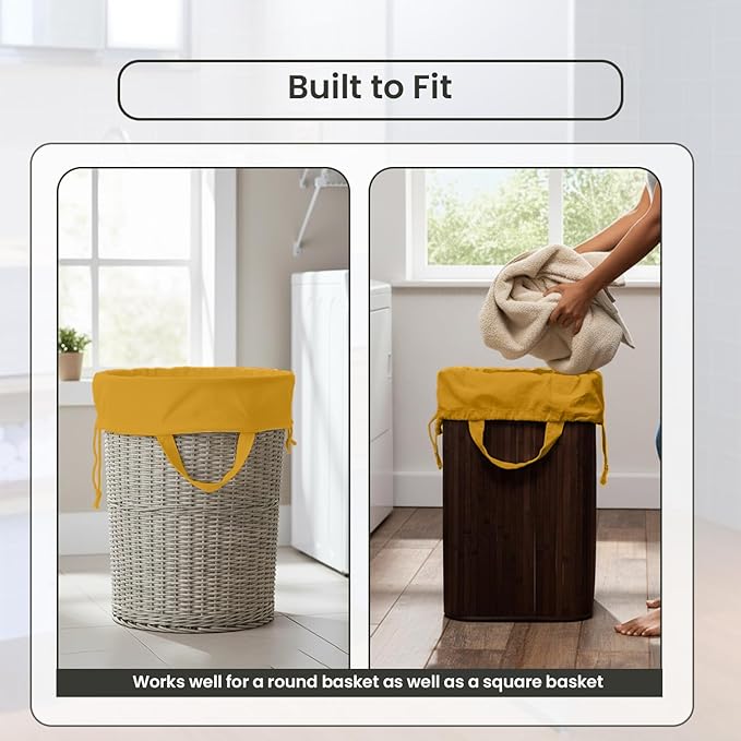 LFH Home Large Premium Cotton Canvas Laundry Bag with Drawstring and Handles Heavy Duty, Multi-Use, and Washable for Home, Travel, College or Storage 28x40 (Pack of 2)-Yellow