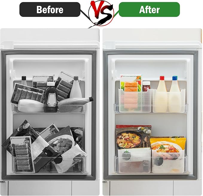 Poeland Refrigerator Organizer Box, Fridge Side Door Storage Containers Plastic Translucent Pack of 4