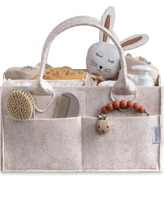 PUTSKA Baby Diaper Caddy Organizer - Nursery Storage Basket for Diaper Station, Baby Basket Shower List and Registry Gift Must-Haves, Newborn Essentials, Nursery Decor for Boy or Girl - Mocha,Regular