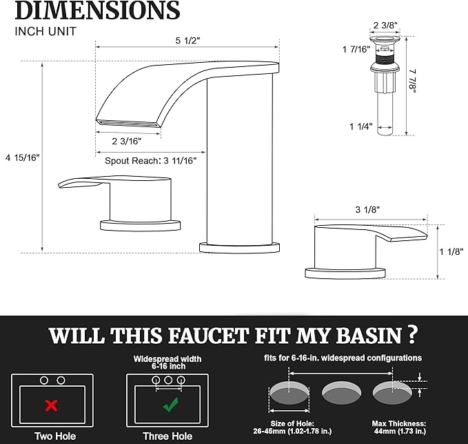 Ultimate Unicorn 8 inch Bathroom Faucet Oil Rubbed Bronze, Waterfall Bathroom Sink Faucet with Metal Pop-up Drain Stopper and 2 Supply Hoses,2 Handle Widespread Faucets for Vanity Sink 3 Holes