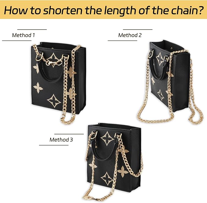 Gold Purse Chain Strap, 43.3 Inch Replacement Bag Strap, Metal Braided Chain for DIY Handbag Shoulder Crossbody Bag