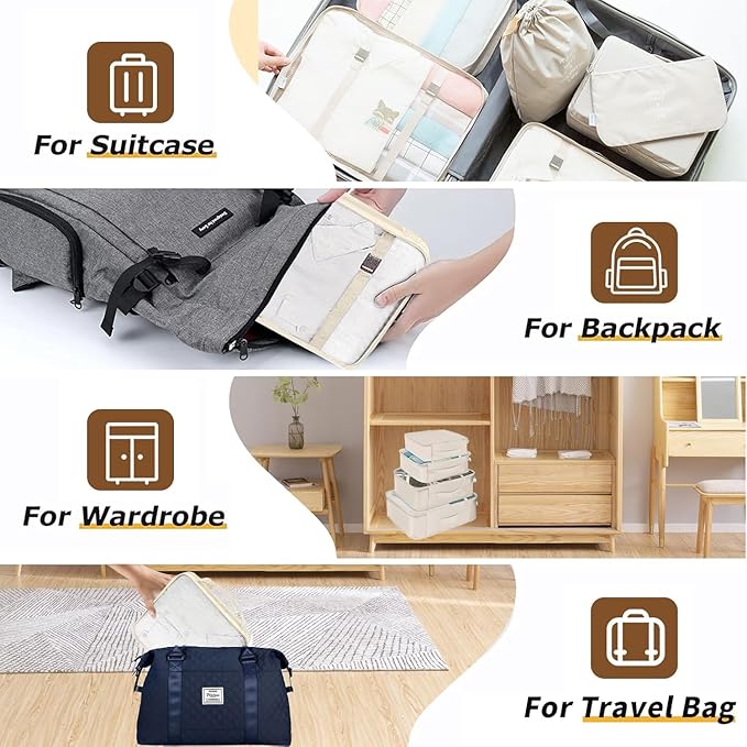 LANSKLBD 8 Set Packing Cubes for Suitcases, Travel Luggage Packing Organizers, Travel Accessories Essentials Luggage Organizer with Shoe/Toiletry/Laundry Bag