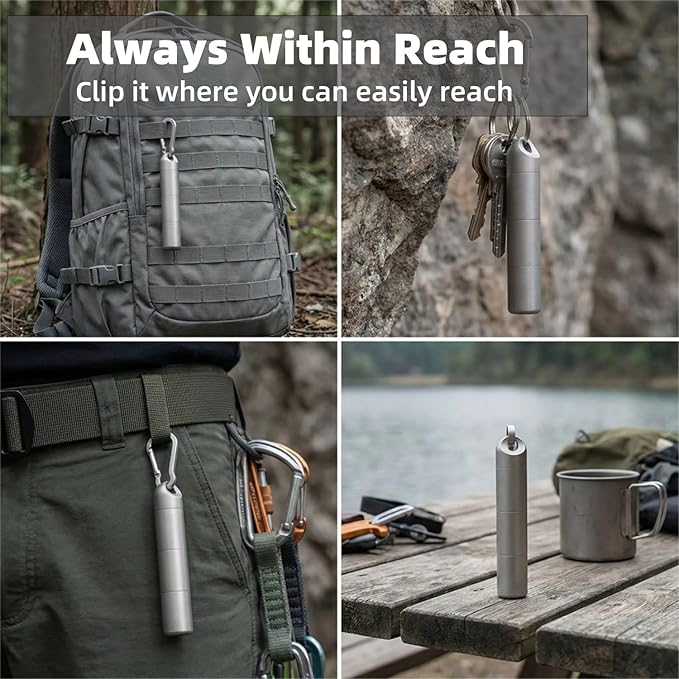 Titanium Keychain Pill Holder - Compact, Durable, and Waterproof 3-Compartment Small Pill Case - Portable and Versatile Medicine Container for Everyday Use and Travel (Titanium Grey)
