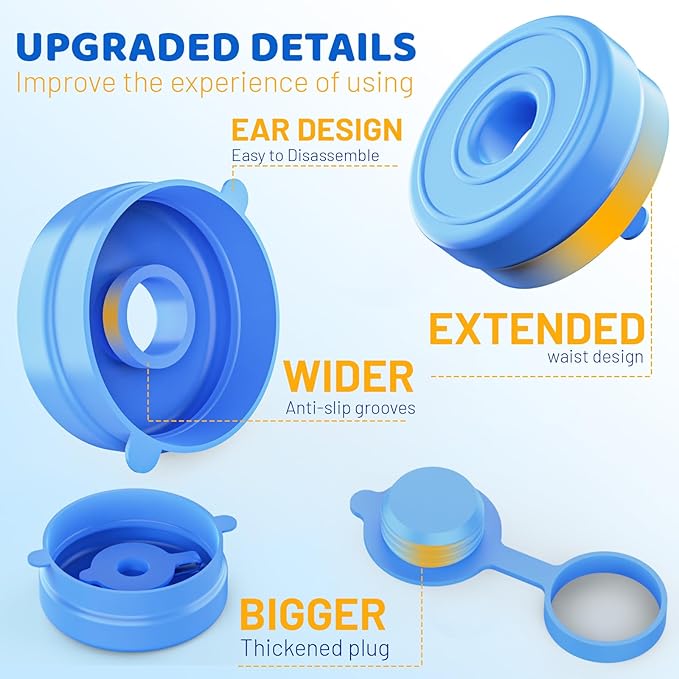 Myvision Reusable 3-5 Gallon Water Jug Caps, Secure Cap for Water Dispenser,No Spill Silicone Replacement Cap,Suitable for bottle mouths with diameters ranging from 1.89 to 2.16 inches (10)