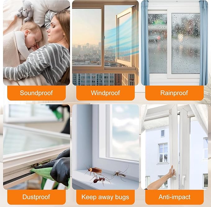 Bruiefpap 39.4FT Weather Stripping for Doors and Windows, Self-Adhesive Soundproofing Door Seal, Door Insulation for Sliding, Exterior, Frames and Front, 0.35'' Wide x 0.35'' Thick, White