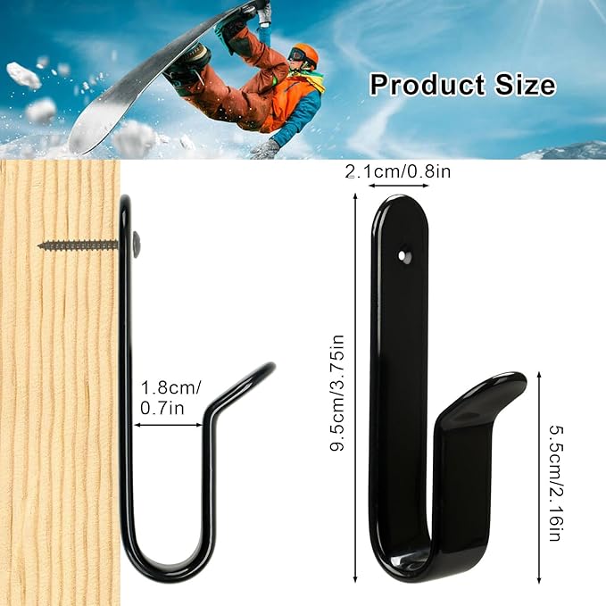 Snowboard Wall Mount Clips, Horizontal Skateboard Wall Mount，Snowboard Display Stand for Room, Garage