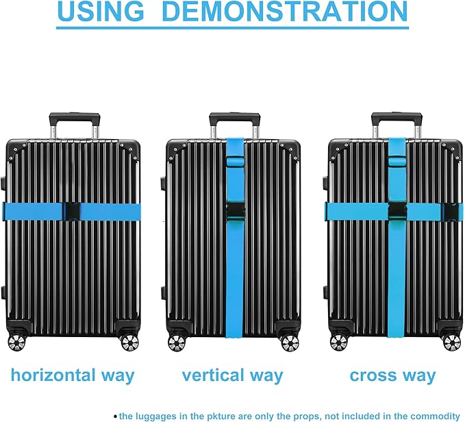 Luggage Straps for Suitcases TSA Approved Travel Belt 8 Pack by Chelmon (Sky Blue)