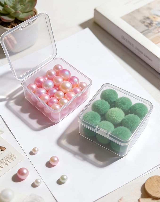 17-Pack Square Plastic Storage Boxes with Lids, Organizer Containers for Small Parts, Crafts, Jewelry, Office Supplies,Nails, SMT components (3 x 3 x 1.4inch) Plastic Case