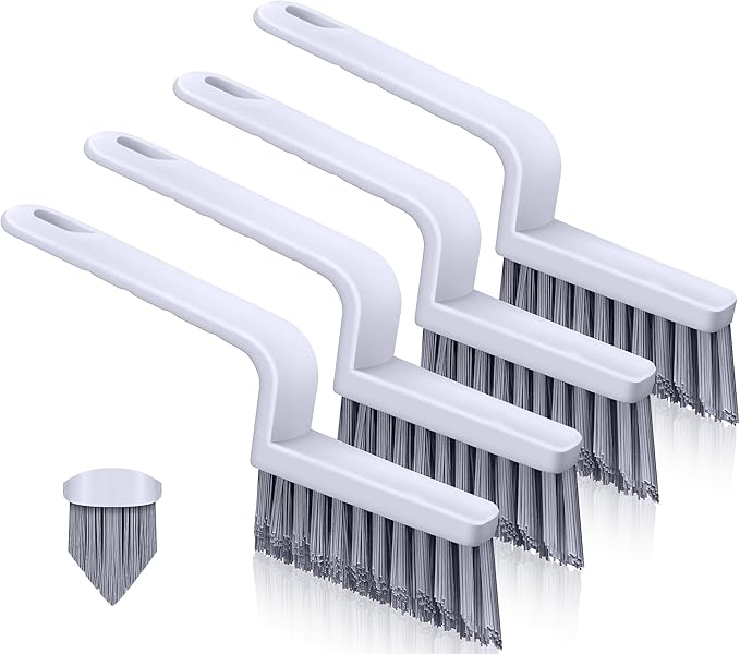 Lumkew Grout Brush Cleaning,Hard Bristle Grout Cleaner for Tile Floors,Bathroom Cleaning Brushes for Scrub Shower Tile Grout, Black, 4 Pieces