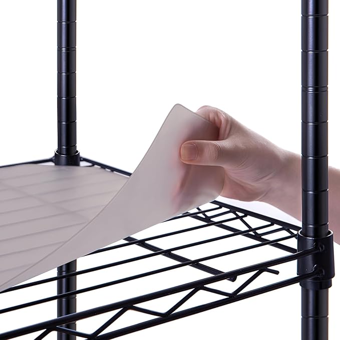 Poofzy Wire Shelf Liner 18" X 48", Non-Adhesive Plastic Shelf Liners for Wire Shelving, Waterproof Protector Mats (5PK, Gray)