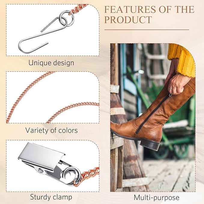 2 Pcs Zipper Helper Pulls for Dresses and Boots Zipper Puller with Hook and Clip for Back Button Clothing Assistant Aid Tool, Zip Up Dress by Yourself, Gold, Rose Gold