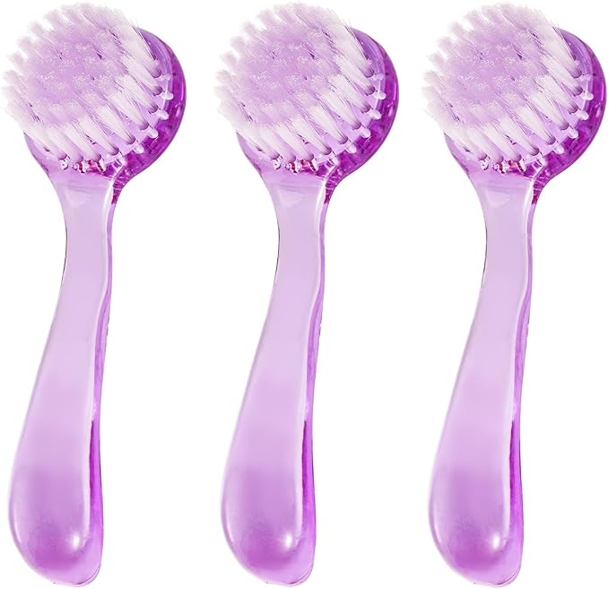3 Pcs Facial Cleansing Brush, Manual Face Brushes for Cleansing and Exfoliating, Face Scrubber to Massage, Deep Pore Exfoliation, Makeup Remove and Skin Care with Soft Bristles, Clear Purple