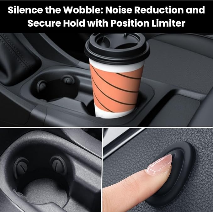 Cup Holder Insert for Toyota Highlander (2014-2020) – Enhanced Noise-Reducing Design with Silicone Coaster & Position Limiters