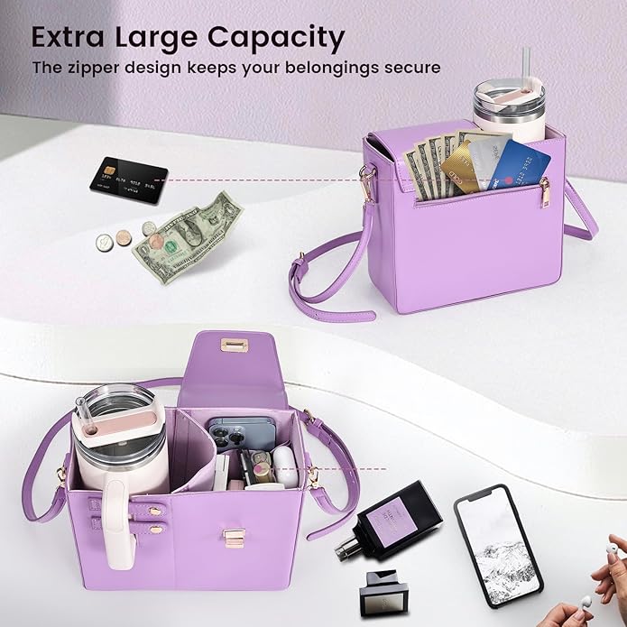 Outdoor Portable Crossbody Water Cup Purse Bag Water Bottle Carrier Bag with Phone Pocket Tumbler Carrier with Strap