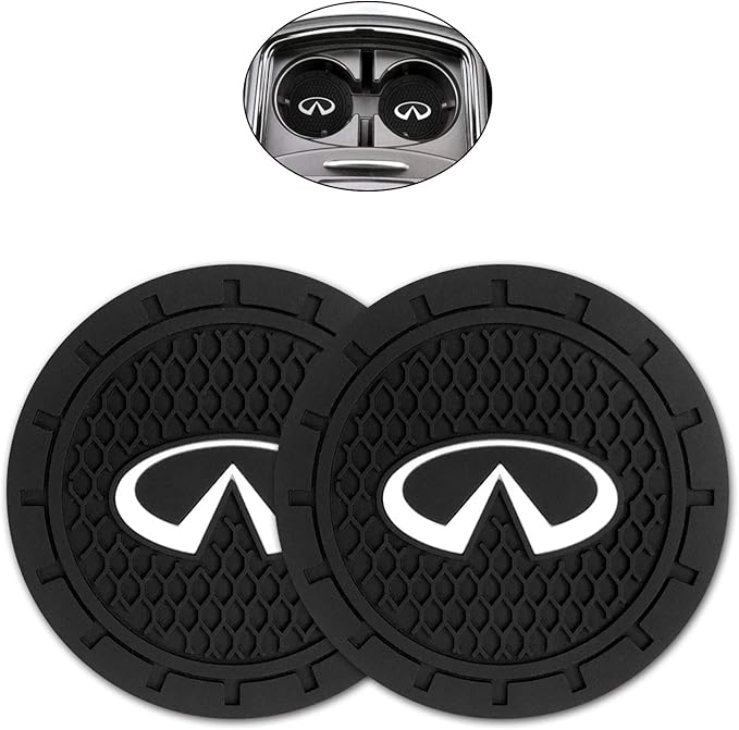 Car Interior Accessories for Infi?ti Cup Holder Insert Coaster - Silicone Anti Slip Cup Mat for in?niti QX50 Q50 Q70 Q70L Q60 QX30 QX60 QX80 (Set of 2, 2.75" Diameter)