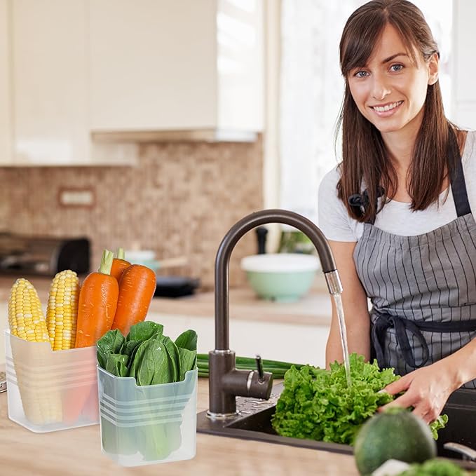 Poeland Refrigerator Organizer Box, Fridge Side Door Storage Containers Plastic Translucent Set of 5 (2M+3S)