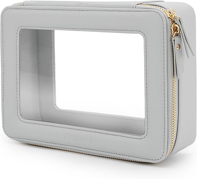 Aveniee Clear Makeup Bag Organizer, Travel Toiletry Bag for Women, Waterproof Cosmetic Pouch with Zippers,Car Organizers and Storage Case for Accessories,Blue