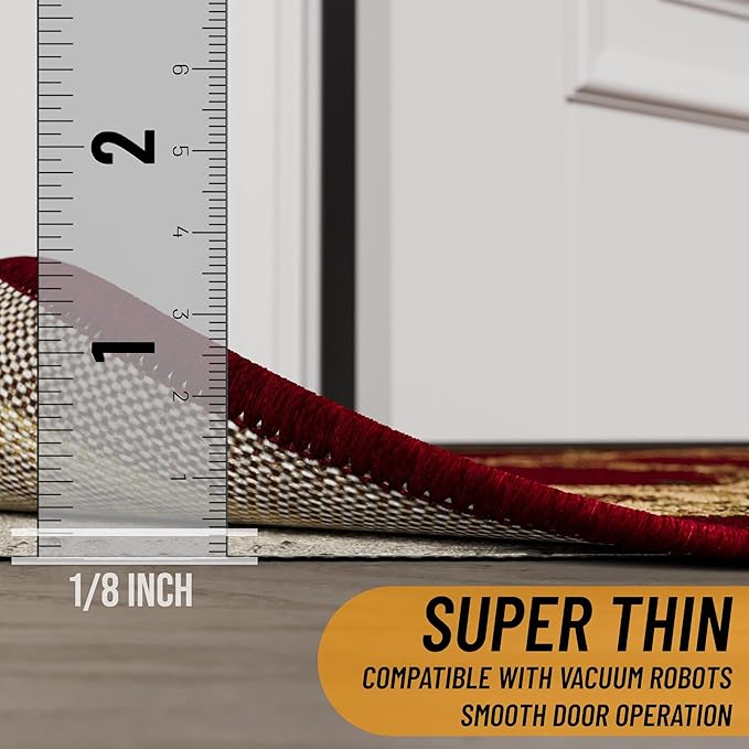 Ottomanson Non Slip Rug Pad Grip 8x18 1/8 Thick, Protection for Any Flooring Surface, Keep Your Runner Rug and Area Rugs in Place, 7'8" x 18', Beige