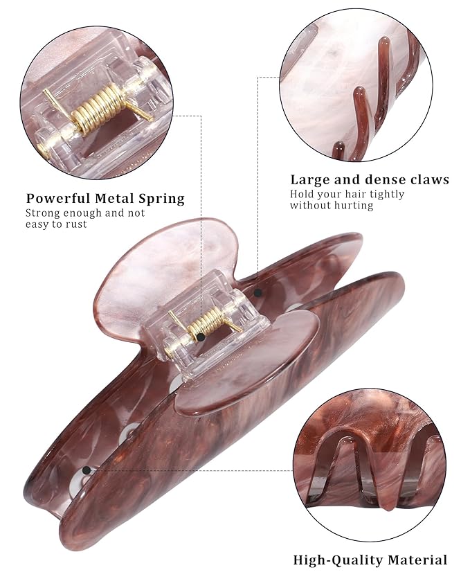 4Pcs Large Acrylic Hair Claw Clips - Strong Hold Thick Hair Banana Barrettes for Women Girls (Hair Clips, Banana