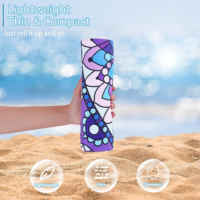 TwoYek 2 Pack Microfiber Thin Beach Towel Lightweight 71x32 Oversized Extra Large Sand Free Towels Quick Dry for Travel Pool Yoga Gym Sports Beach Accessories Vacation Essential Gift