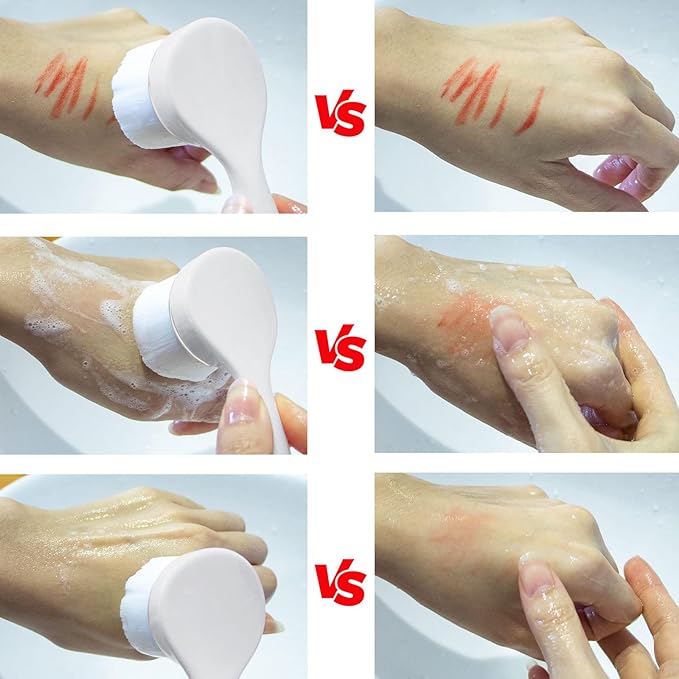 2 Pack Soft Bristle Facial Cleansing Brush for Deep Pore Cleaning, Face Exfoliating Scrub Brush for Face Cleansing Skincare Massaging (White)