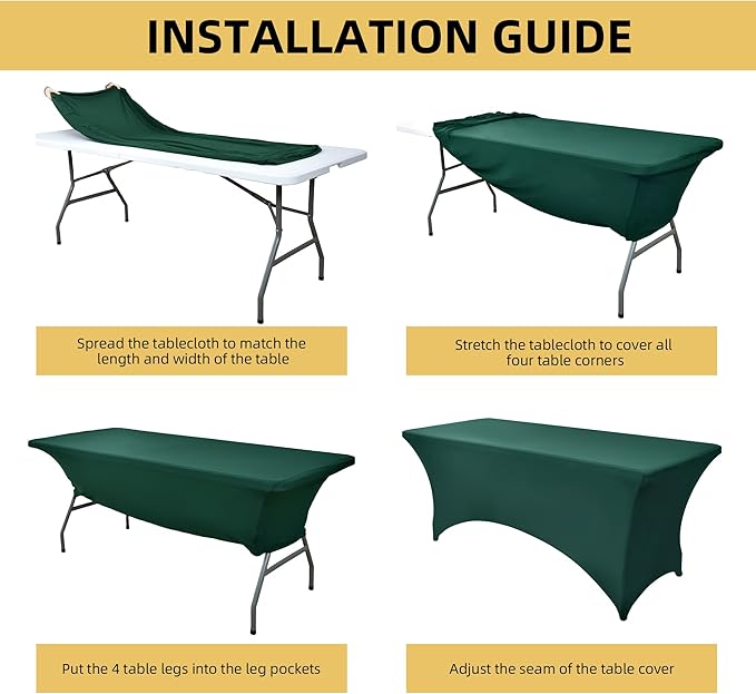 ZarzaaSik 10-Pack 6ft Spandex Table Covers for Rectangle Standard Folding Tables - Wrinkle Resistant Stretch Tablecloths - Ultimate Fitted Table Protector for Parties, Banquet, Wedding