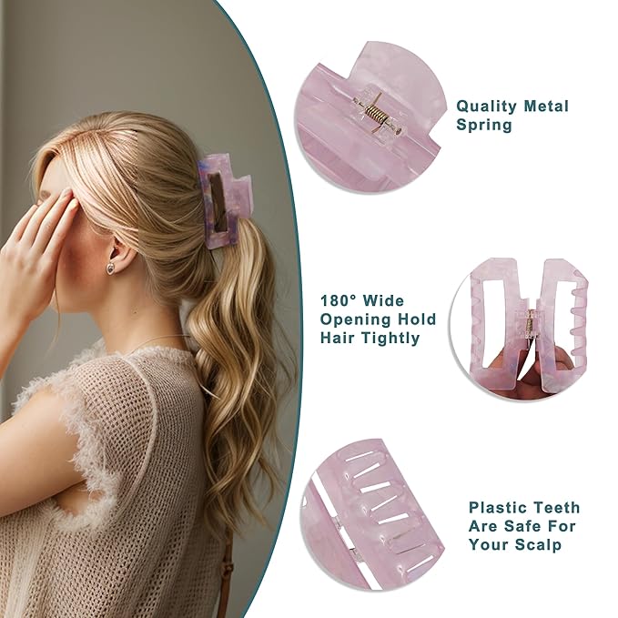 VOCOSTE Hair Caw Clips, Acetic Acid Hair Clips, Tortoise Hair Clips, Large Hair Claw Clips, Hair Barrettes for Women, Purple