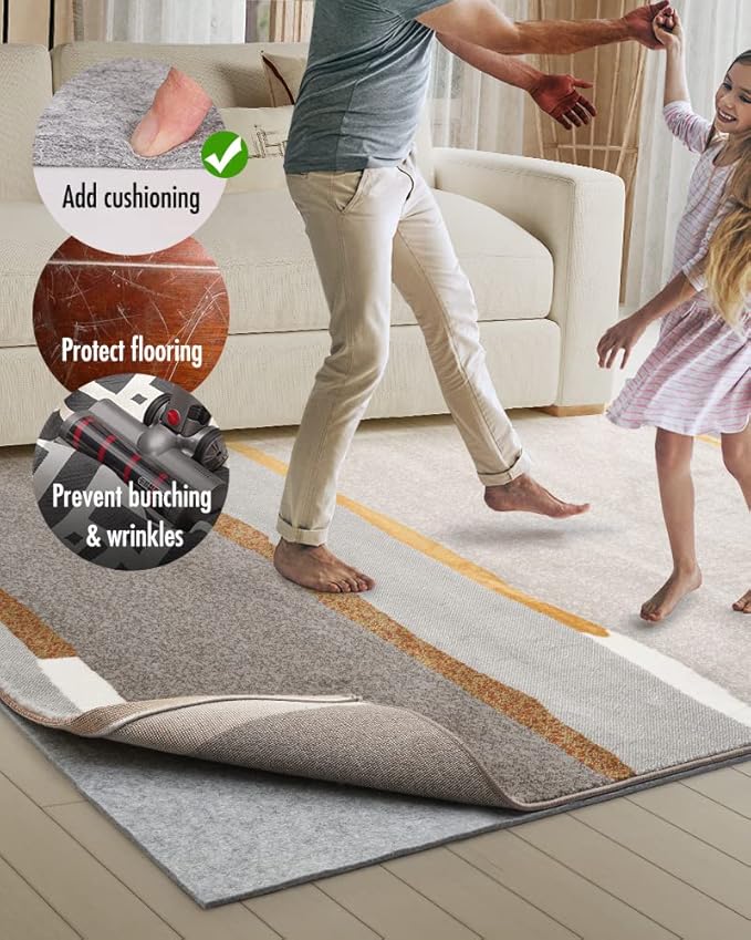 Resare Non Slip Rug Pad Gripper - Round 4 Feet 1/4" Extra Thick Felt Under Rug for Runner Rugs and Hardwood Floors,Super Cushioned Non Skid Carpet Padding