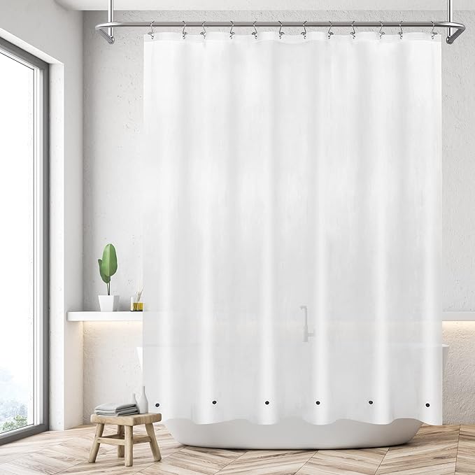 Mrs Awesome Short Shower Curtain Liner with 6 Magnets 72 x 66 inch Frosted Thick PEVA Waterproof Plastic Shower Curtain 72x66, Frost