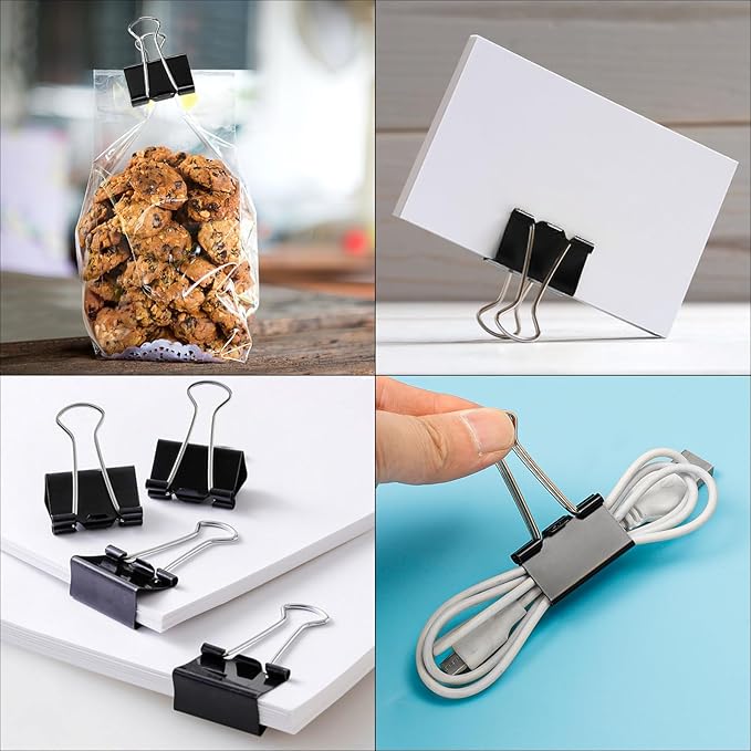 Ufmarine Small Binder Clips 1 Inch Length, (72 Pcs) Small Paper Clips for Office Supplies