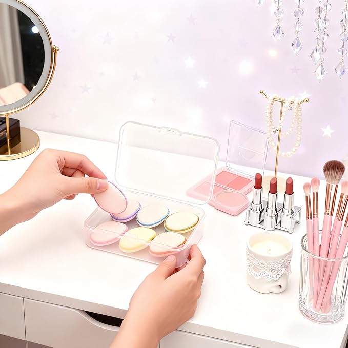 LJY 28 Pieces Rectangular Empty Mini Clear Plastic Organizer Storage Box Containers with Hinged Lids (3.3 x 2.2 x 1 inch, Transparent)