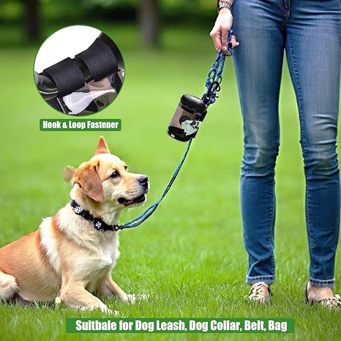 Dog Waste Bag Dispenser Poop Bag Dispenser for Leash Accessory Dog Poop Bag Holders Fits Dog Leash, Includes Hand-Free Holder, Clear, No-PUXYB