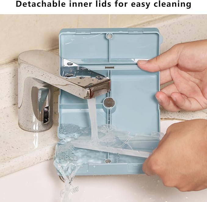 FYY Daily Pill Organizer,2 Pcs 7 Compartments Portable Pill Case Travel Pill Organizer,[Folding Design] Pill Box for Purse Pocket to Hold Vitamins,Cod Liver Oil,Supplements and Medication-Blue