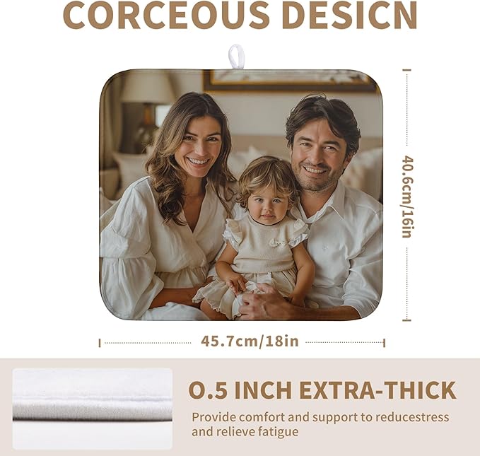 Custom Drying Mat with Picture Text Personalized Photo Dish Drying Mats for Kitchen Counter 16x18 Inch Customized Image Kitchen Accessories Microfiber Absorbent Dish Drying Pad