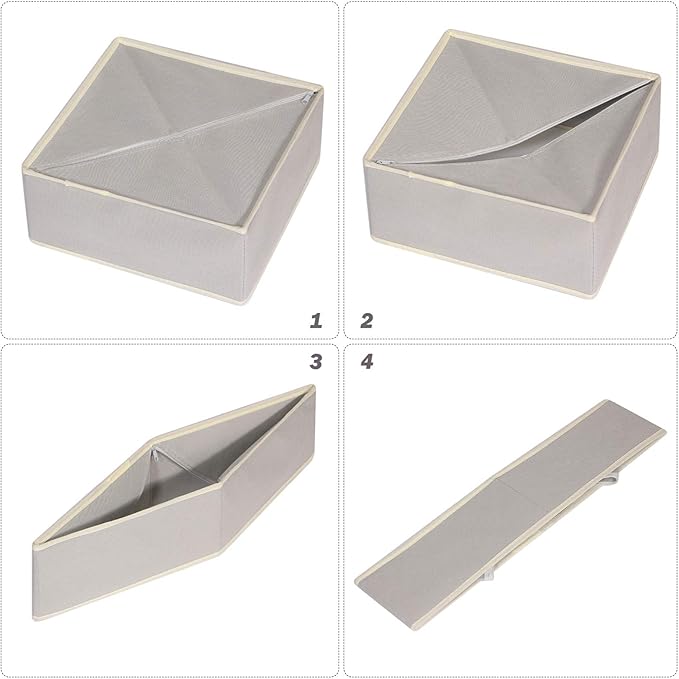 DIOMMELL Set of 4 Foldable Cloth Storage Box Closet Dresser Drawer Organizer Fabric Baskets Bins Containers Divider for Clothes Underwear Bras Socks Lingerie Clothing, Grey 22-0000