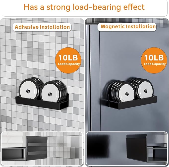 Yieach 4 Pack Black Spice Rack Wall Mount with Adhesive,11.5″L x 3.6″W,Stick on Seasoning Jar Spice Organization for Cabinet Door or Pantry Door,Adhesive Wall Spice Rack for RV,Kitchen,Inside Cabinets