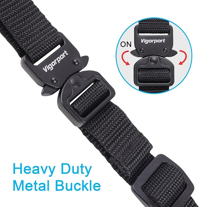 Vigorport Utility Straps Quick Release Nylon Backpack Accessory Bag Strap,Adjustable for Hiking,Travel,Outdoor Sports-4 Pack (Black-Metal Buckle, 0.75''W-24''L)