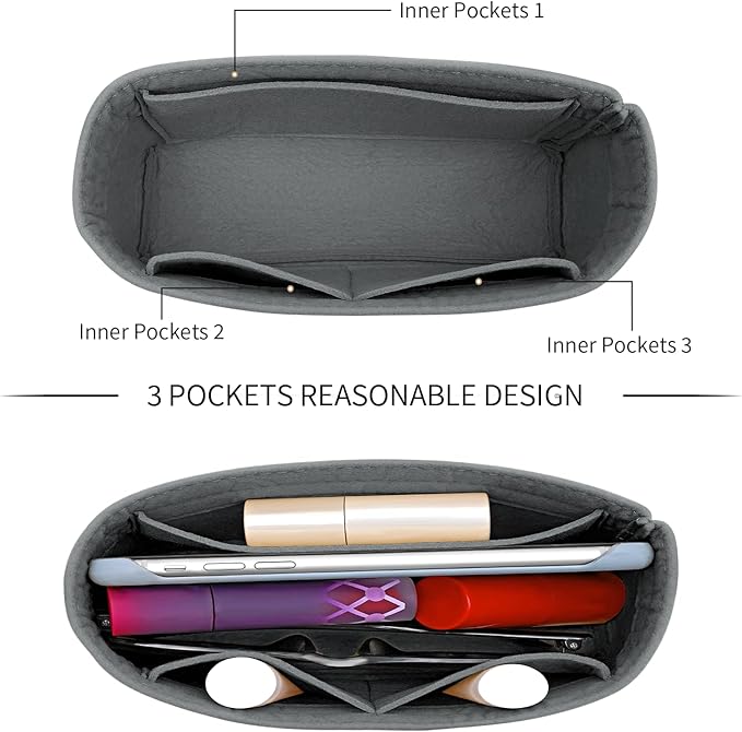 Felt Mini Organizer Insert for Longchamp mini XS Bag,Purse Organizer Insert For Handbag (LightGrey)