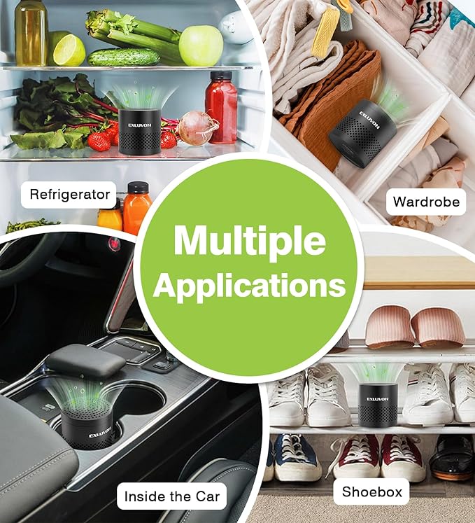 Refrigerator Deodorizer, Fridge Odor Eliminator Lasts for 10 Years, Household Essentials Travel Size Air Purifiers, More Effective Than Baking Soda and Bamboo Charcoal Air Purifying Bag, Black