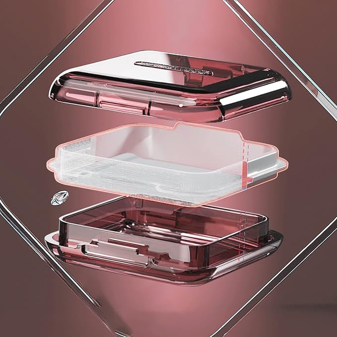 DUBSTAR Daily Pill Organizer,4 Compartments Portable Travel Small Pill Case, Pill Box for Purse Pocket to Hold Vitamins,Cod Liver Oil,Supplements and Medication (Red)