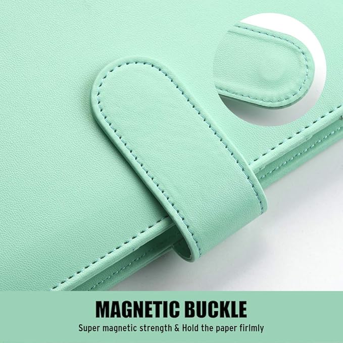 Sooez A6 Notebook Binder, 6 Ring Planner with Stylish Design, Loose Leaf Personal Organizer Binder Cover with Magnetic Buckle Closure, PU Leather Binders for Women with Macaron Colors, 7.48"x5.2"