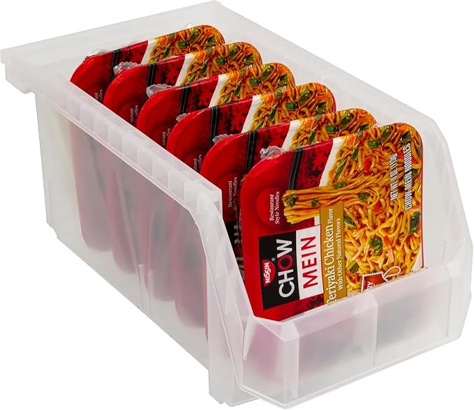 ReadySpace Plastic Containers for Organizing and Storage Bins for Closet, Kitchen, Office, Garage or Pantry Organization, Stackable Bins, Large (14.8" x 8" x 7"), 6-Pack, Clear