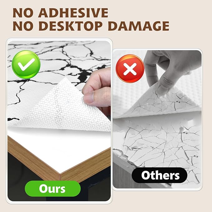 2-Layer Drawer and Shelf Liner for Kitchen Cabinet: 12 in X 20 Ft Non Slip Waterproof Shelf Paper Non Adhesive Refrigerator Liners White/Black Marble Easy Liners for Bathroom with Knife Tape Measure