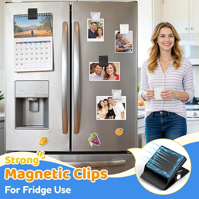 Grtard 48 Pack Magnetic Clips Heavy Duty, Magnet Clips for Fridge, No-Scratch Magnetic Clip for Refrigerator, Strong Magnets with Clip for Cruise Cabin, Whiteboard, Locker, Note List, Photo Display