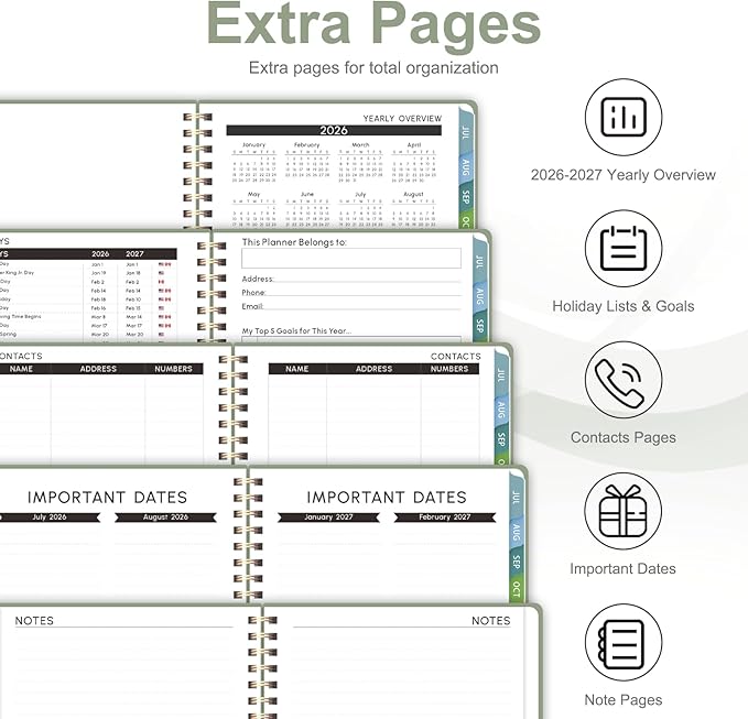 Planner 2026-2027, Weekly and Monthly Academic Planner, July 2026 - June 2027, Hardcover Calendar Agenda Book for School Year Planning, School Supplies for Teacher and Student, Letter Size(8.5'' x 11'')
