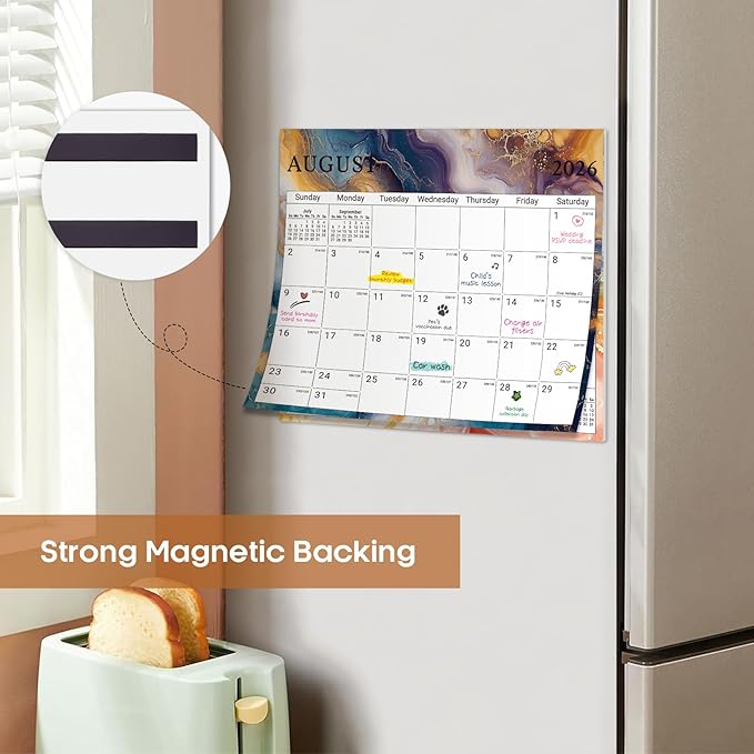 Aesthetic 2026-2027 Magnetic Calendar for Refrigerator, 21-Month Fridge Calendar Magnet from April 2026 to December 2027, Easy Organizing, Gilded Elegance